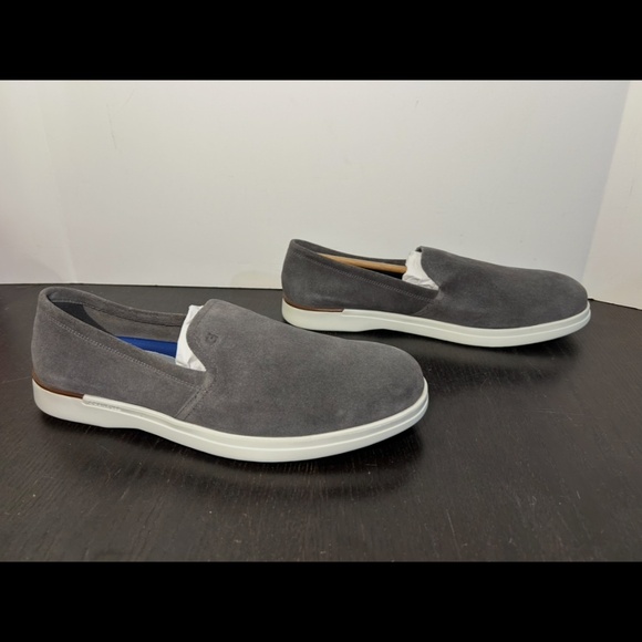 NWOT Cole Haan Grand Ambition Suede Slip On Loafers Grey/White Mens 10.5 main image 6